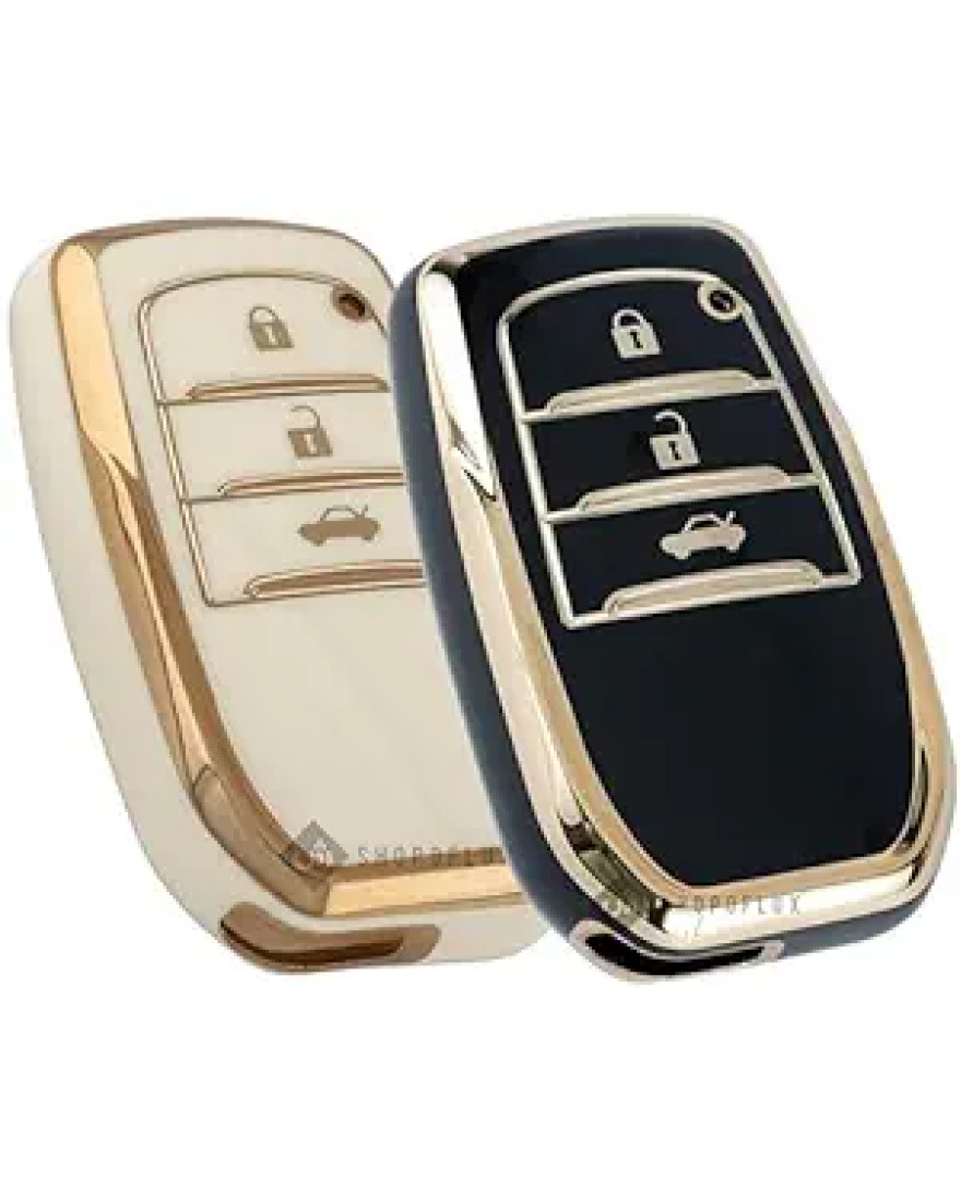Keyzone TPU key cover for Toyota Fortuner, Legender, Land Cruiser, Suzuki Invicto 3 button smart key | TP18 Marble Finish